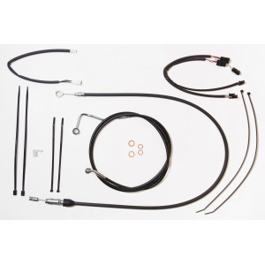 XR Black w/ Chrome Fittings Touring Handlebar Installation Kit w/ Quick Connect Clutch Cable for 15"-17" Apes