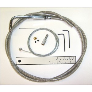 BYO® Braided Stainless 96+ Smooth Throttle Cable 45° Fitting