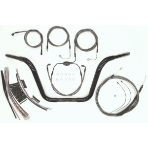 12” Black Pearl Caliber Ape Hanger Bar w/Installation Kit